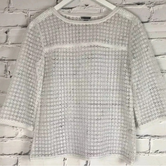 Chelsea28 Womens White Pullover Sheer Top Size XS - Picture 6 of 8